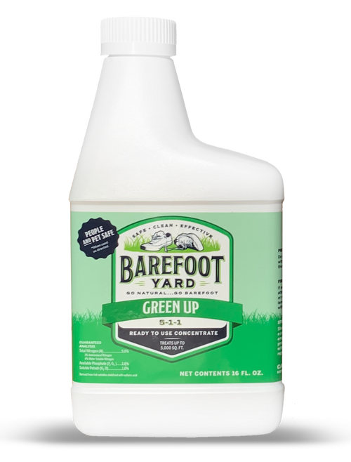 Barefoot Yard Green Up Slow Release Lawn Fertilizer, Natural, Ready to Use Grass Nutrients, 16 fl oz