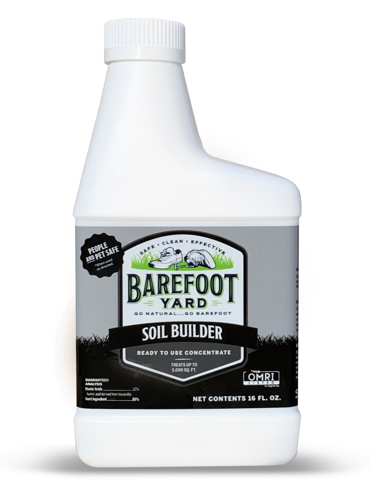 Barefoot Yard Soil Builder, Humic Acid Soil Amendment, OMRI Organic / All Natural, Ready to Use Soil Nutrients, 16 fl oz.